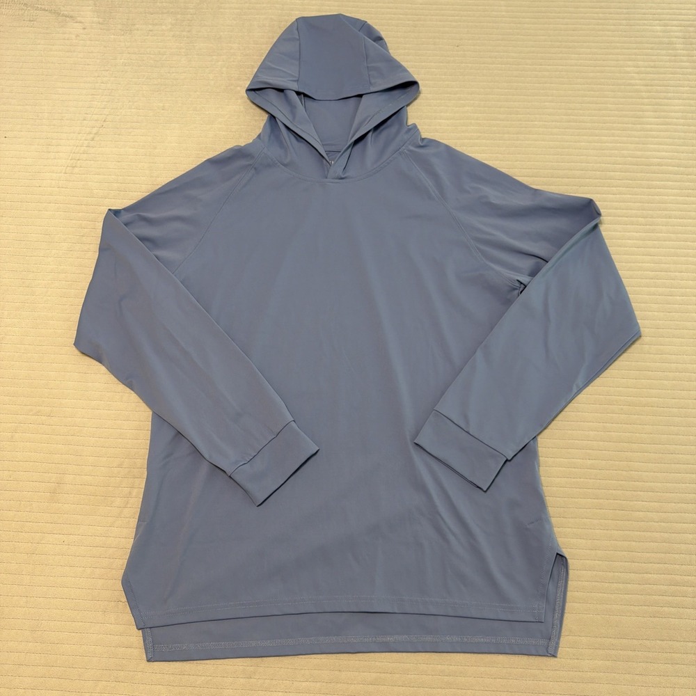 Fioboc Hoodie Mens Large Blue Nylon Spandex Performance Lightweight Pullover - Picture 1 of 6